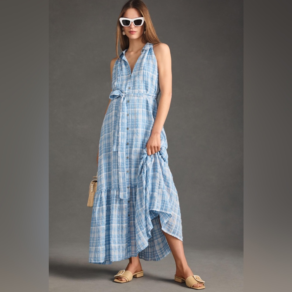 🌼🌿 Anthropologie Sleeveless Buttondown Dress Sz L
